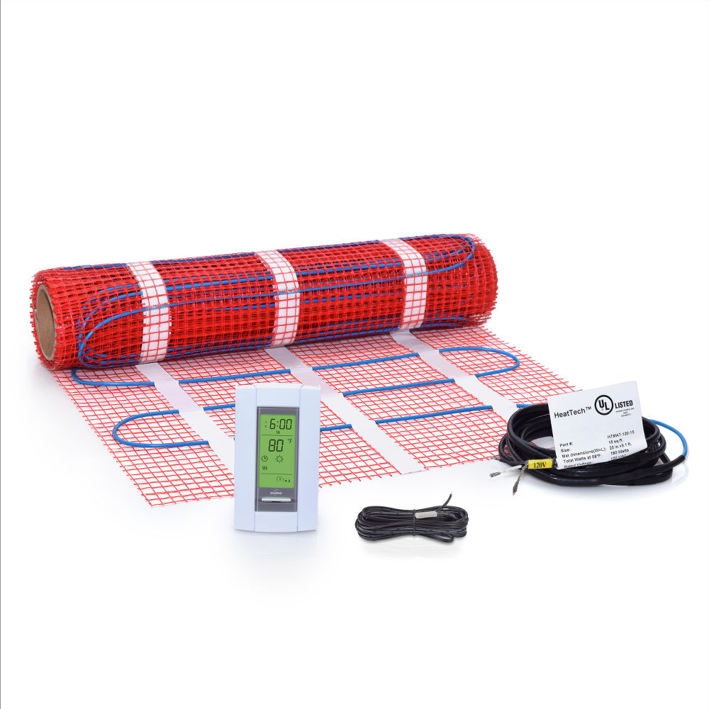 15sqft Radiant Floor Heating Mat Kit 120V W Thermostat